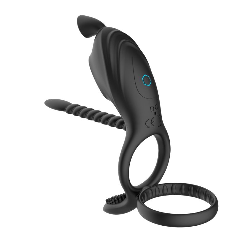 Vibrating Cock Ring Ergonomic Vibrating Penis Ring With Two Rings - Image 2