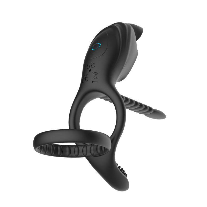 Vibrating Cock Ring Ergonomic Vibrating Penis Ring With Two Rings - Image 6